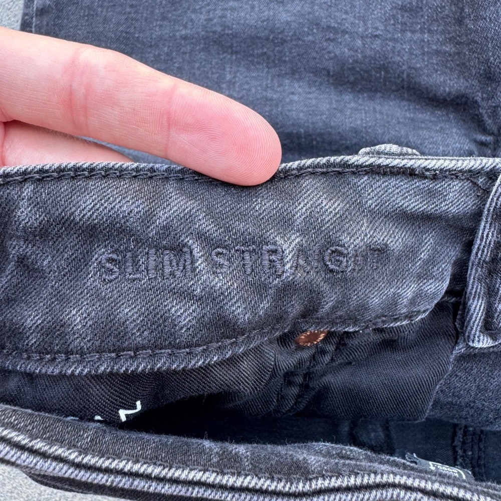 American Eagle Mens Slim Straight Jeans 30x34 Faded Black Denim Pants - Picture 8 of 13